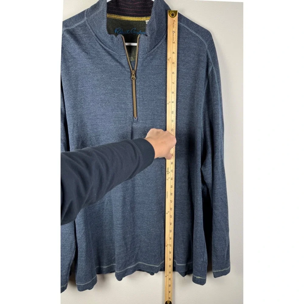Robert Graham Blue Textured Quarter Zip Long Sleeve Pullover Shirt Men's 4XL - Picture 7 of 7